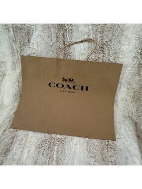 Coach New York Paper Shopping Bag Tote Kraft Brown Designer Gift Paper 16" x 12"